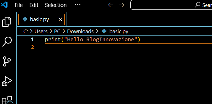 codice python riga print